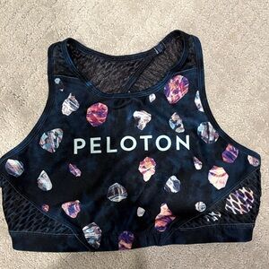 Peloton Women's Navy and Purple Patterned Sports Bra